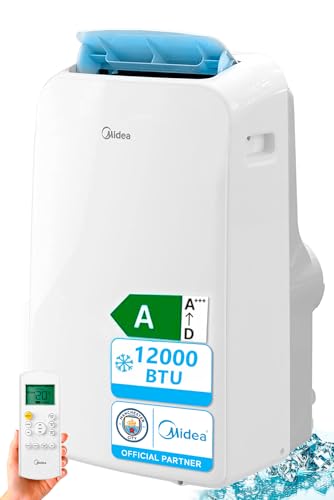 MIDEA Pingüino Aire Acondicionado Portátil 3 en 1 | 3000 Frigorías / 12000 BTU | Air conditioner Silencioso 43m2 - Deshumidificador Ventilador Climatizador 3500 W - 4 modalidades con kit de ventana - (378,99€)