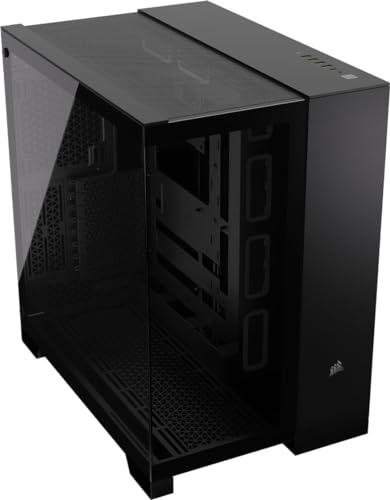 CORSAIR 6500X Media-Torre ATX Caja de PC de Doble Cámara - Cristal Templado Panorámico - Conexión Inversa Compatible con Placa Base - Sin Ventiladores Incluidos - Negro - (179,99€)