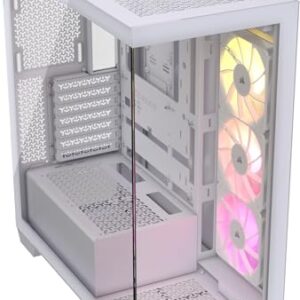CORSAIR 3500X ARGB Media-Torre ATX Caja de PC – Cristal Templado Panorámico – Compatible Placa Base de Conexión Inversa – 3X Ventiladores CORSAIR RS120 ARGB Incluidos – Blanco – (119,90€)