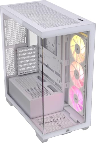 CORSAIR 3500X ARGB Media-Torre ATX Caja de PC – Cristal Templado Panorámico – Compatible Placa Base de Conexión Inversa – 3X Ventiladores CORSAIR RS120 ARGB Incluidos – Blanco – (119,90€)