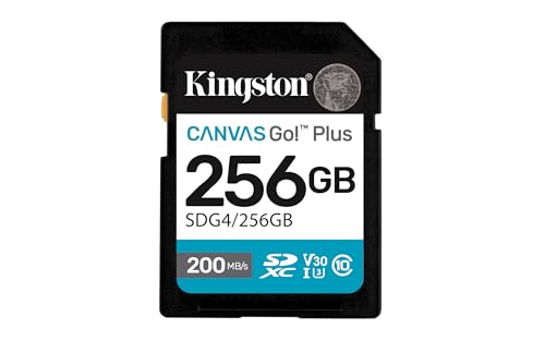 Kingston Canvas Go Plus SDXC Tarjeta de Memoria Gen4 200MB/s C10 UHS-I U3 V30 256GB-SDG4/256GB - (27,72€)